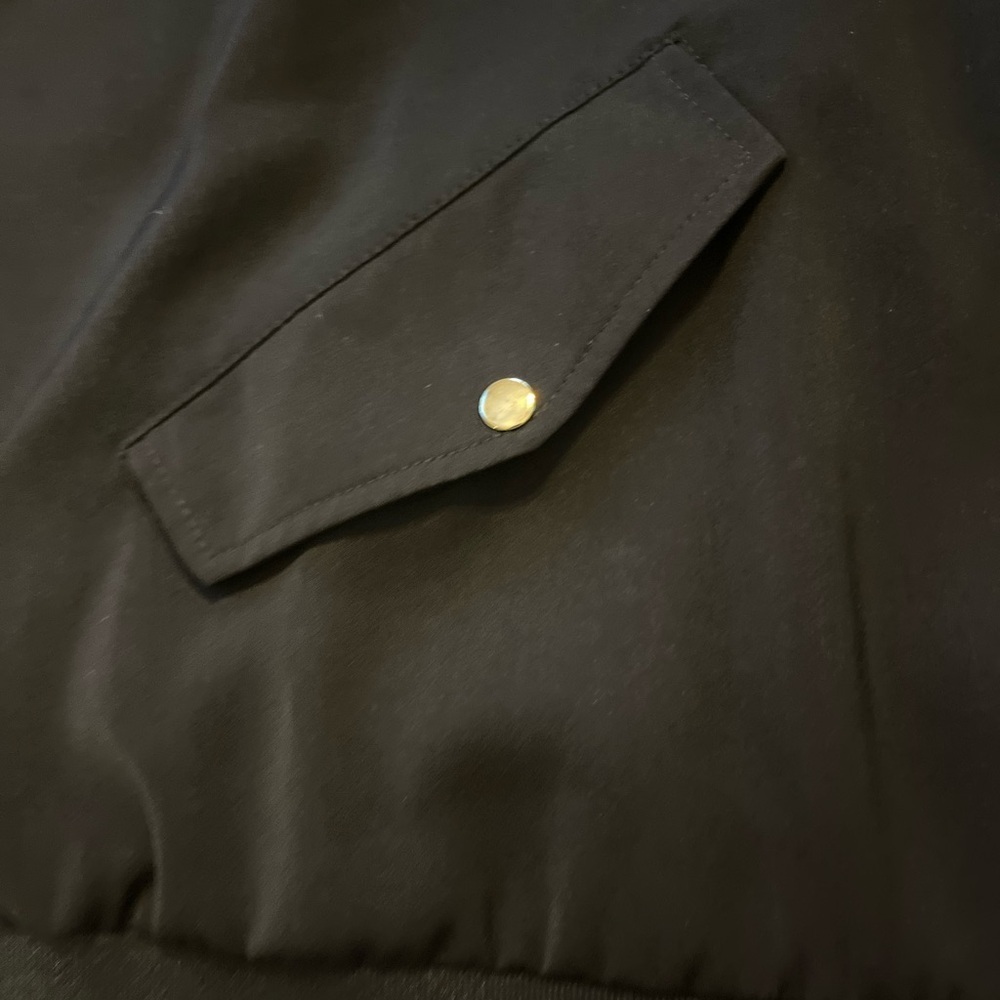 Susan Graver Black Liquid Knit Bomber Jacket - Gold Hardware 2X - Picture 6 of 12